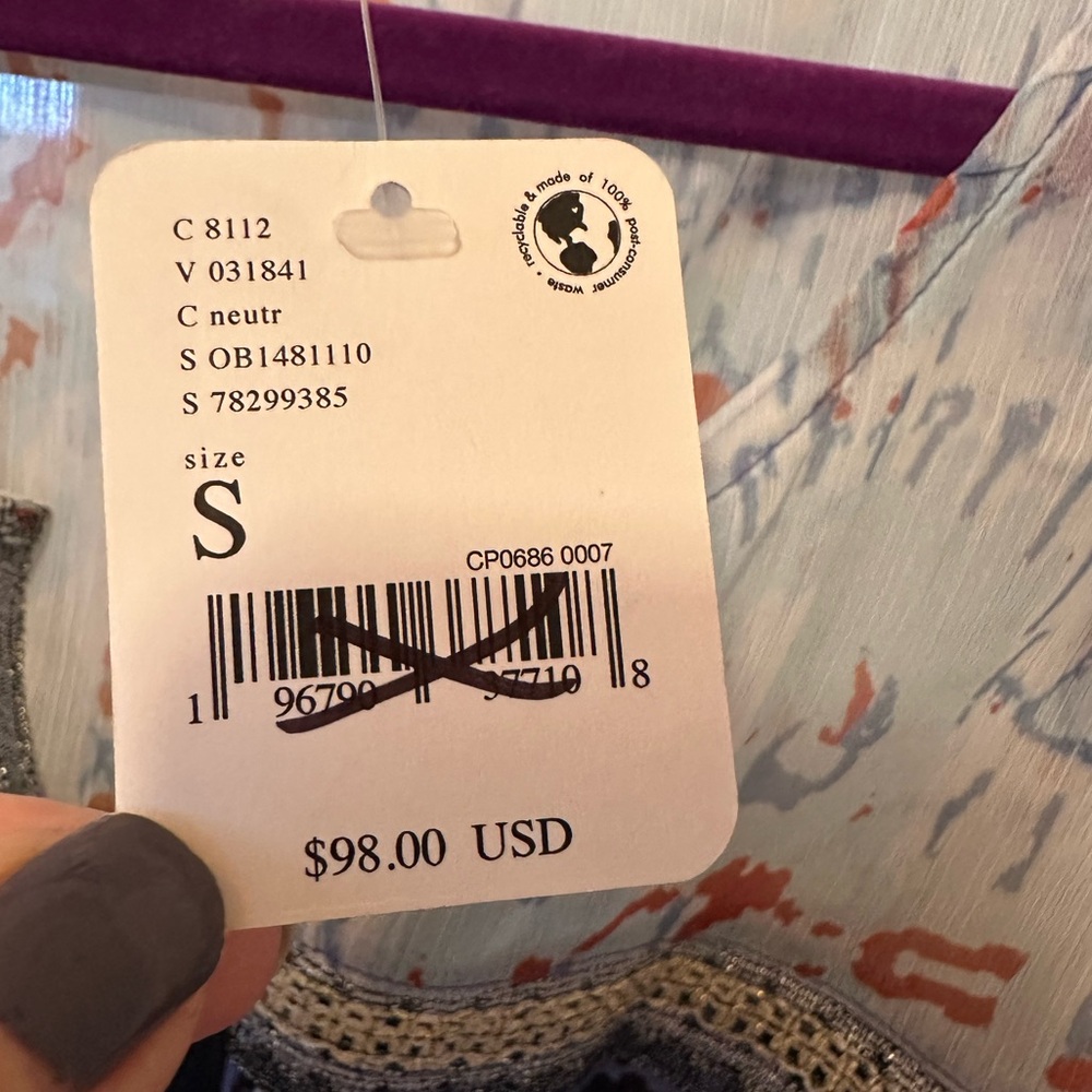 Free People Multicolor Patchwork Style Blouse - image 8